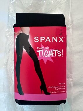 SPANX Tight-End Tights Opaque Shaping Tights Very Black Size D NWT